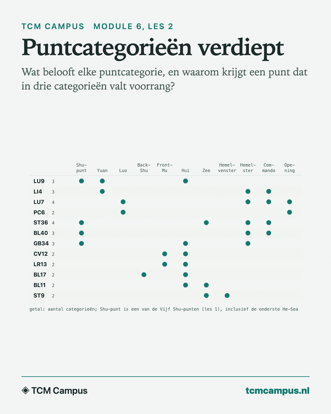 Puntcategorieën verdiept: Wat belooft elke puntcategorie, en waarom krijgt een punt dat in drie categorieën valt voorrang?