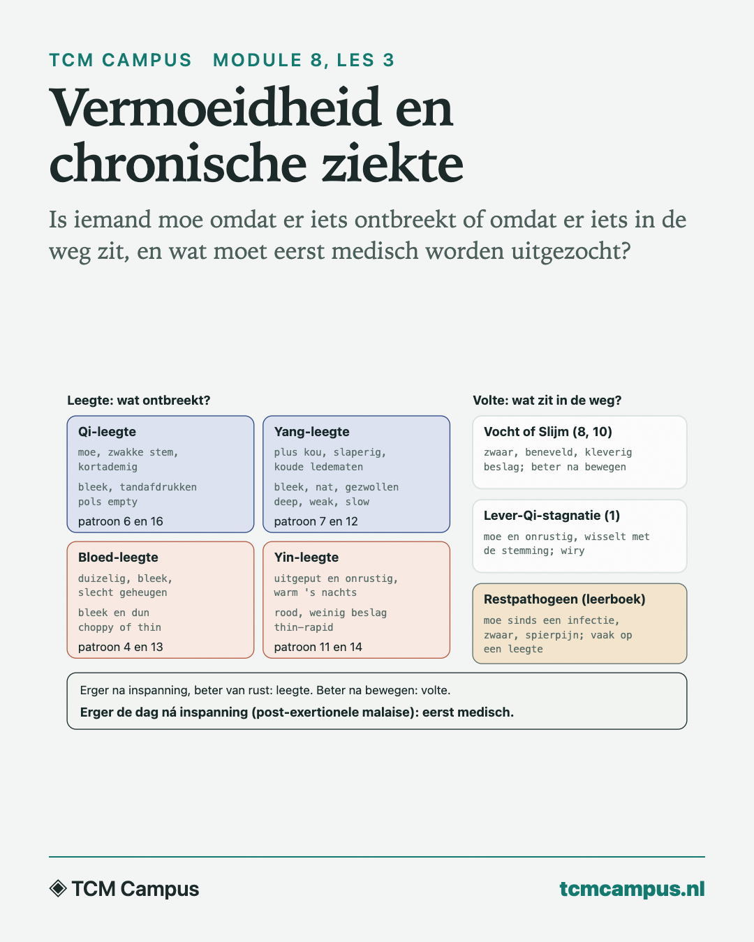 Vermoeidheid en chronische ziekte: Is iemand moe omdat er iets ontbreekt of omdat er iets in de weg zit, en wat moet eerst medisch worden uitgezocht?